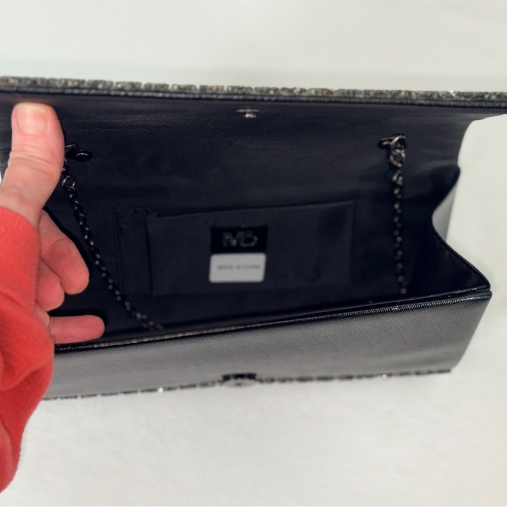 Black/Silver Glitter Evening Clutch - Picture 8 of 10
